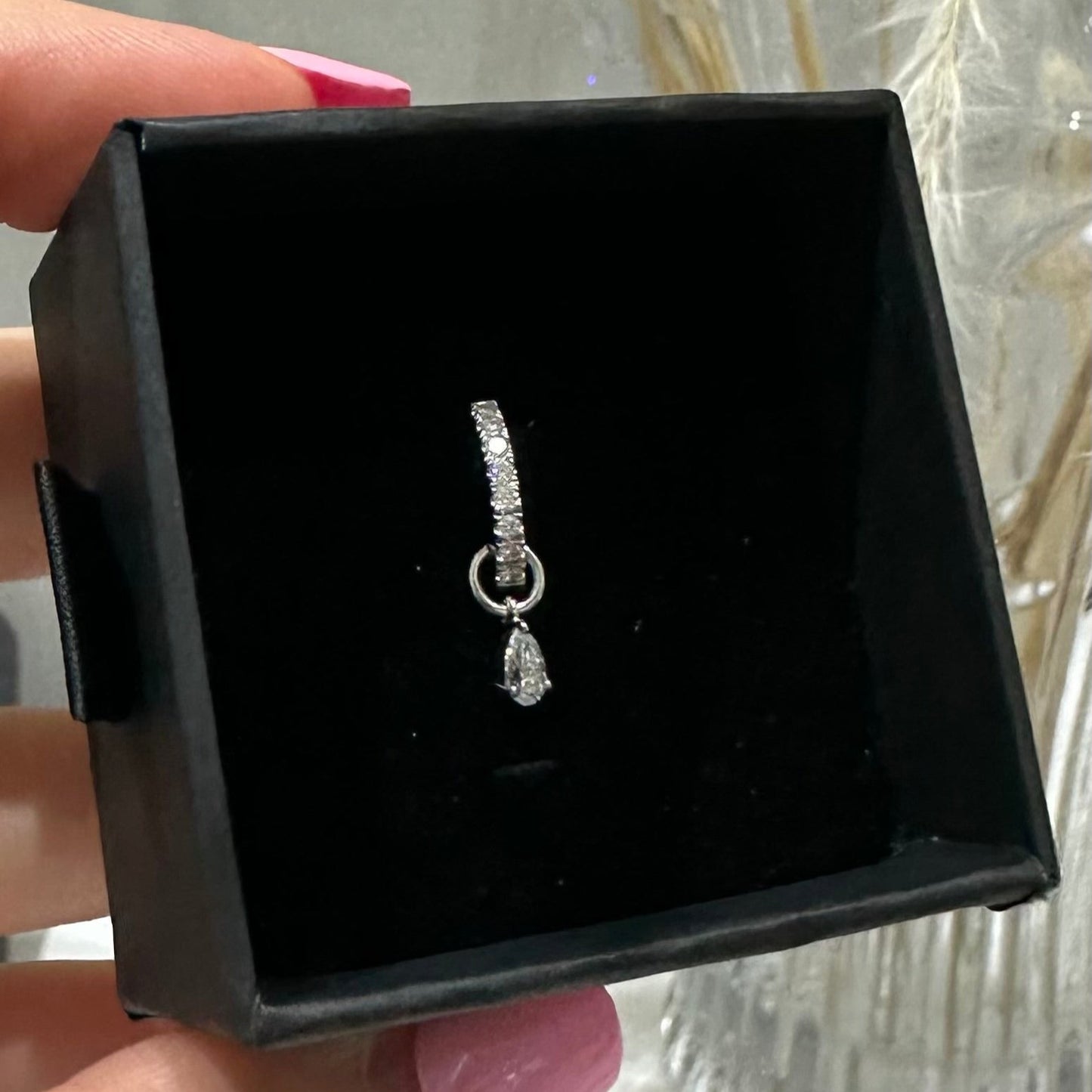 One Row Diamond Huggies with Charm