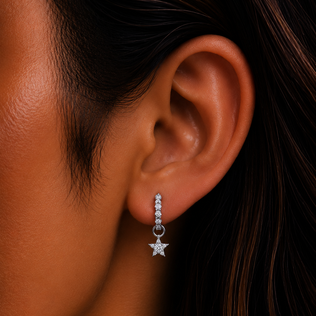Half Eternity Hoop with star charm