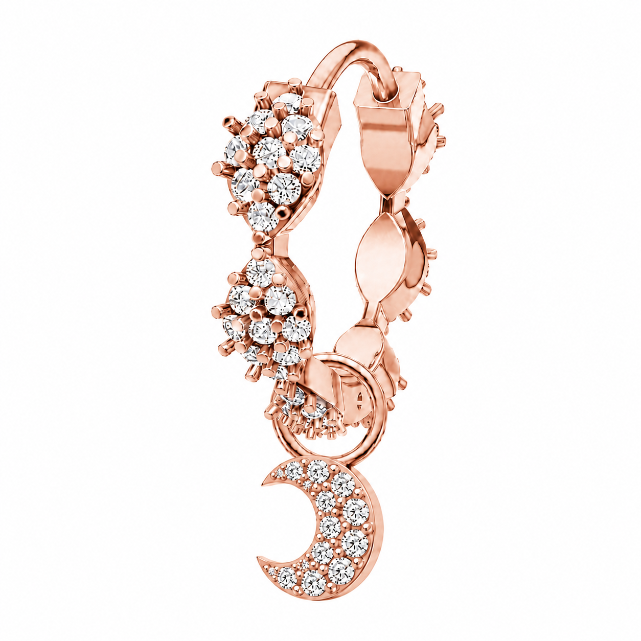 Marquise hoop with Moon charm