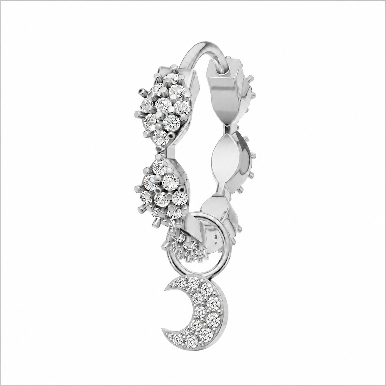 Marquise hoop with Moon charm