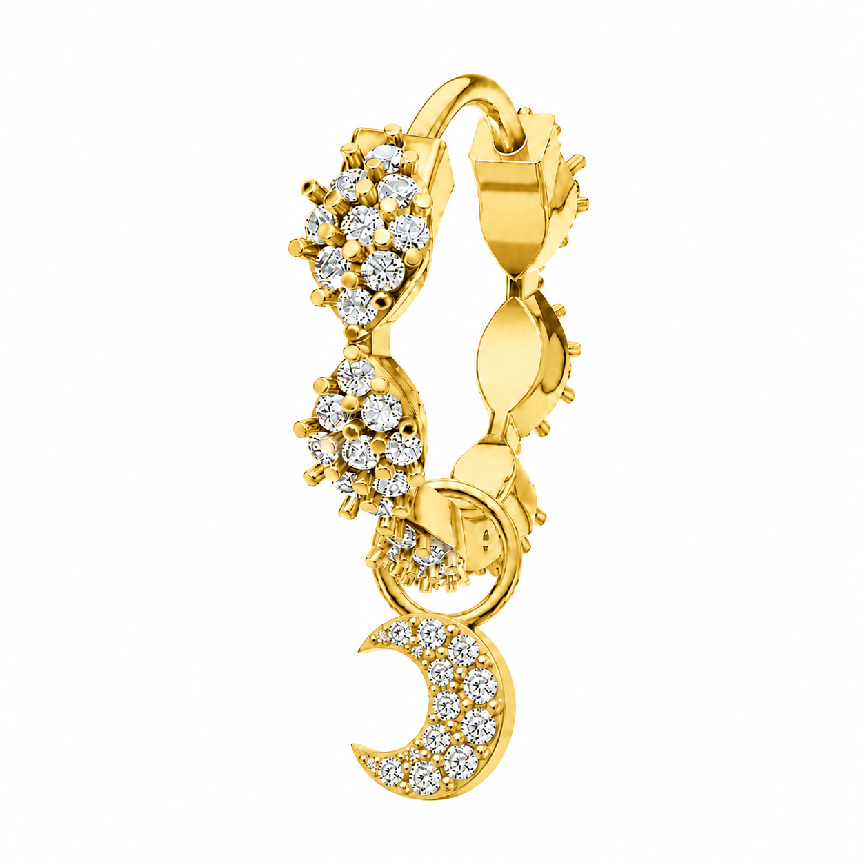 Marquise hoop with Moon charm