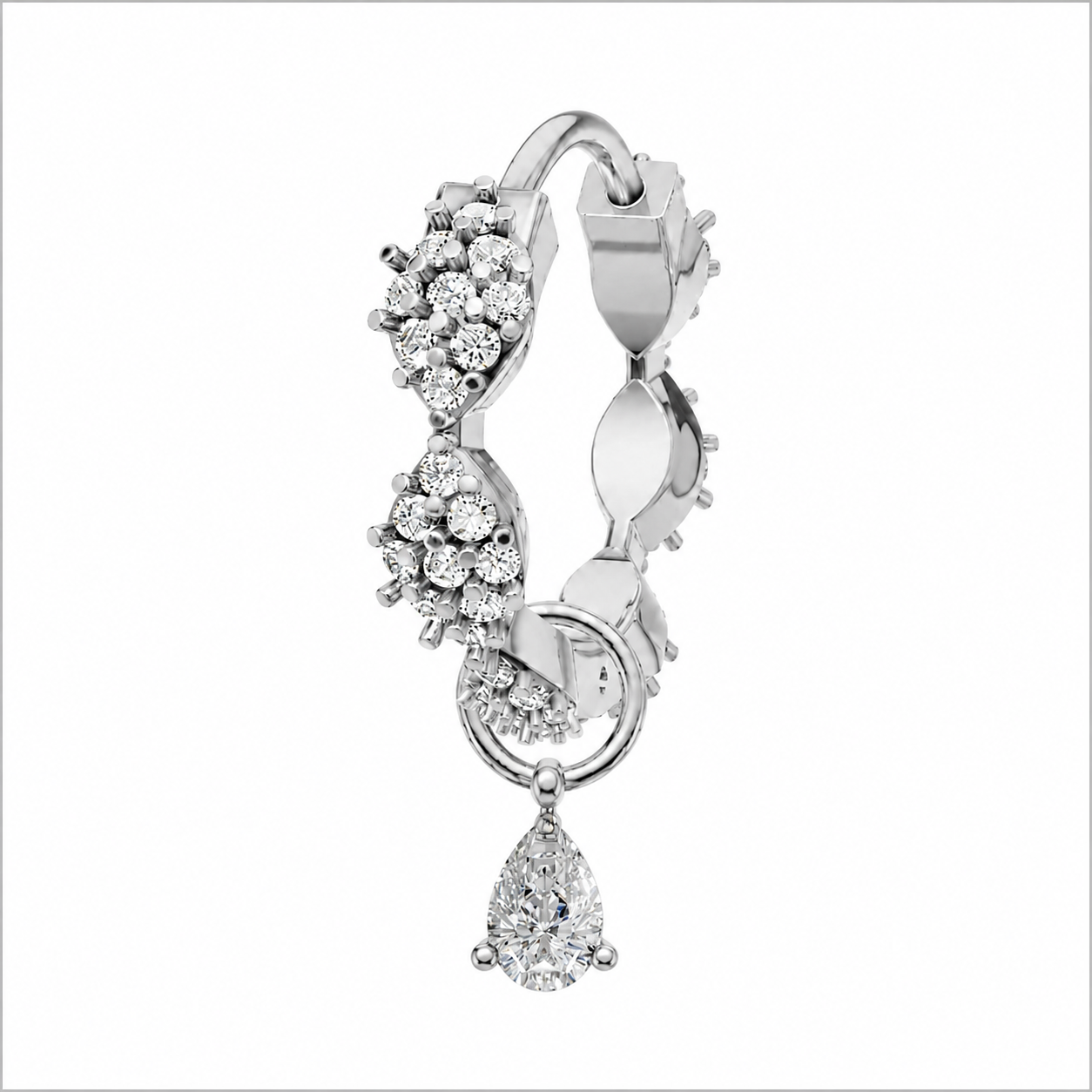 Marquise hoop with Tear Drop charm