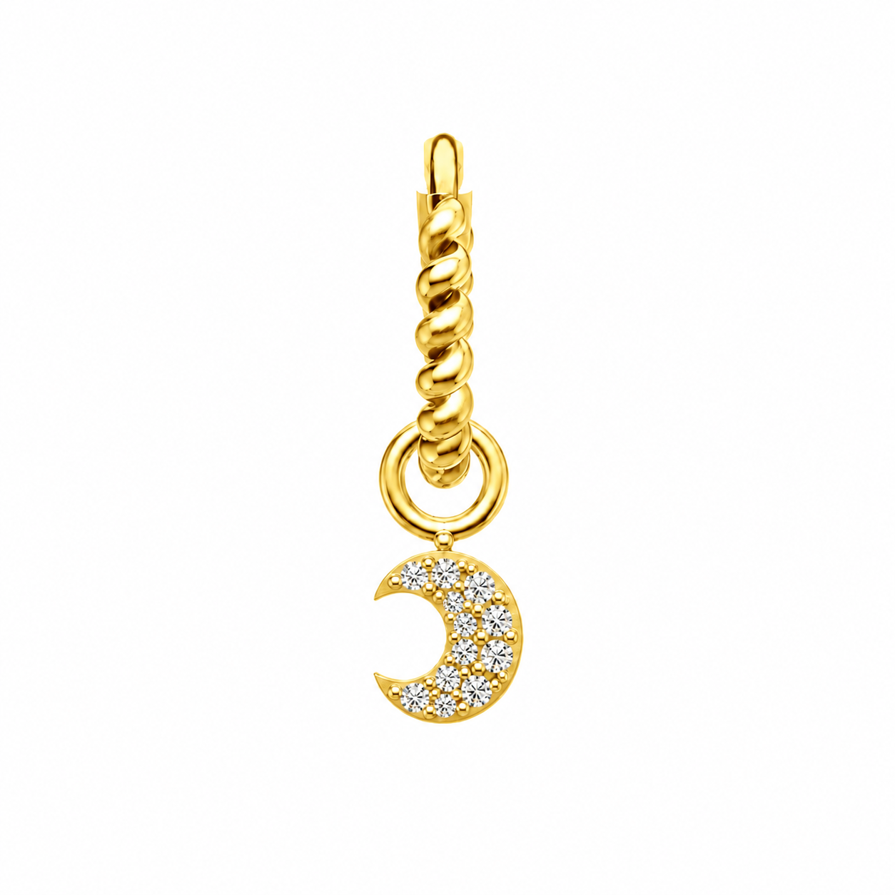 Twisted Hoop with moon charm