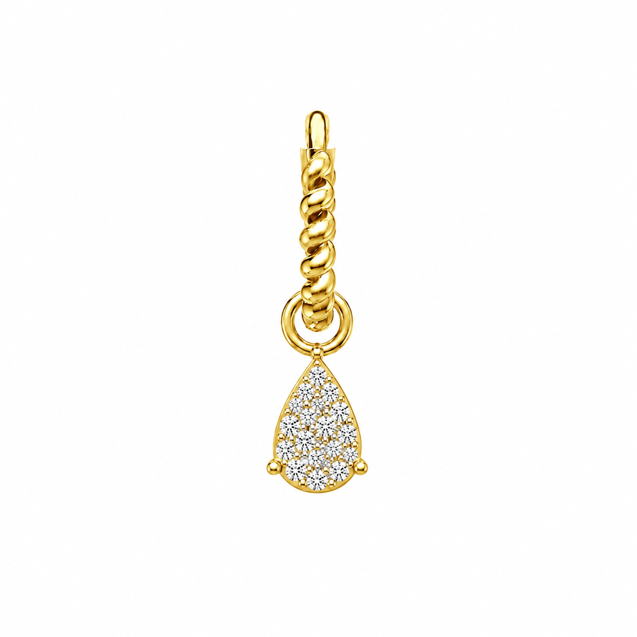 Twisted Hoop with multi Tear Drop charm